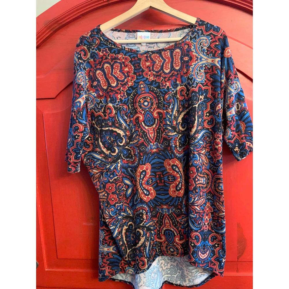 LulaRoe Small Worn One Time Floral Paisley 3/4 Sleeve Tee Shirt Blouse Tunic EUC